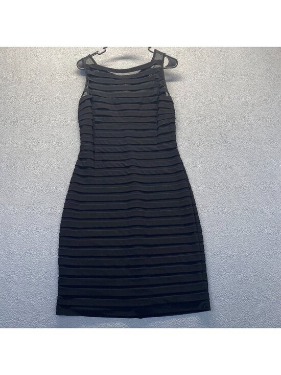 Adrianna Papell Dresses & Skirts - Adrianna Papell Black Shutter Pleat Midi Dress Sleeveless 10 Cocktail,Stretch